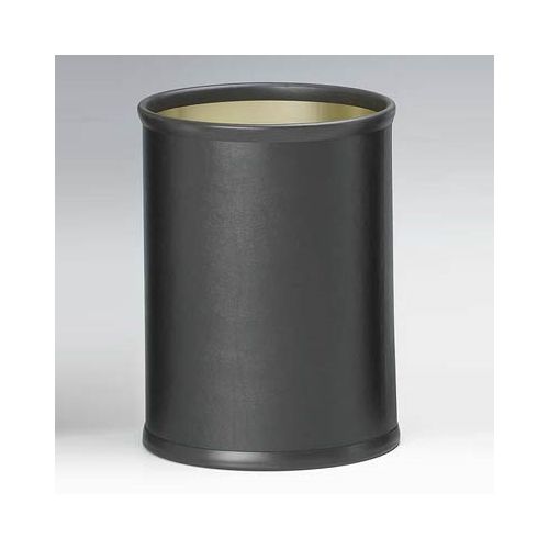 13 Quart Oval Leatherette Wastebasket, Black